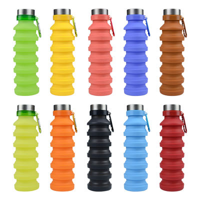 Garrafa de água dobrável de manga de silicone de 500 ml com tampa Ecológica e durável