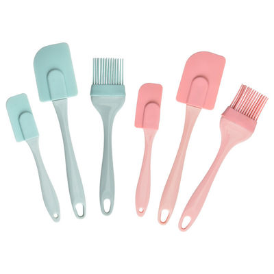 Escrava de silicone rosa Set de três peças Espatulas resistentes ao calor Escova de churrasco Ferramentas de panificação