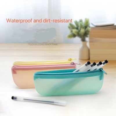 19*7*2.8cm Ferramentas de caneta de estudante Saco de armazenamento de silicone em design colorido com logotipo personalizado