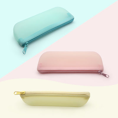 19*7*2.8cm Ferramentas de caneta de estudante Saco de armazenamento de silicone em design colorido com logotipo personalizado