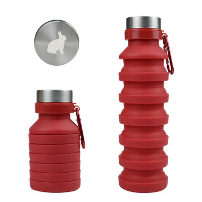 Garrafa de água dobrável de manga de silicone de 500 ml com tampa Ecológica e durável