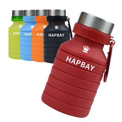 Garrafa de água dobrável de manga de silicone de 500 ml com tampa Ecológica e durável