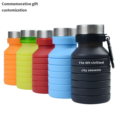 Garrafa de água dobrável de manga de silicone de 500 ml com tampa Ecológica e durável