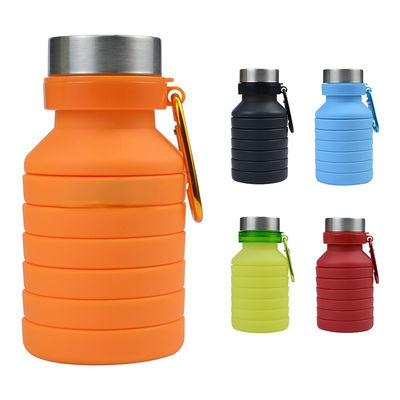 Garrafa de água dobrável de manga de silicone de 500 ml com tampa Ecológica e durável
