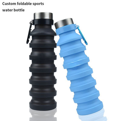 Garrafa de água dobrável de manga de silicone de 500 ml com tampa Ecológica e durável