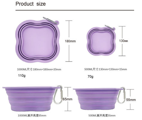 Taça de alimentação para cães de estimação 500/1000ml Capacidade Material de silicone portátil e ecológico