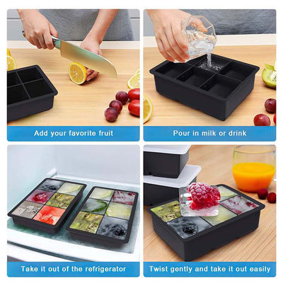 Função de moldagem de gelo Quadrado Silicone Ice Cube Trays Set para Whiskey Cocktails Bourbon