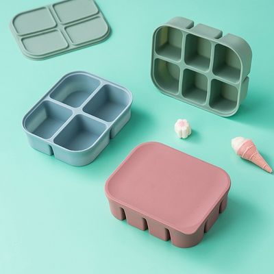 Recipiente de armazenamento de alimentos para bebés de silicone Forma retangular Microondas Segura Sem BPA Reutilizável