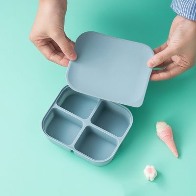 Recipiente de armazenamento de alimentos para bebés de silicone Forma retangular Microondas Segura Sem BPA Reutilizável