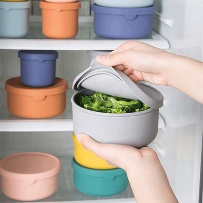 Cozinha Armazenamento de alimentos Caixa de almoço de silicone redonda Caixa Bento com BPA livre e de conservação fresca