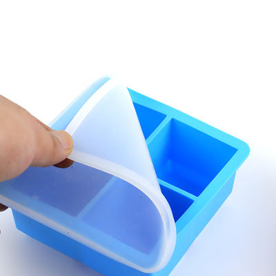 Logotipo personalizado 116g Bpa Free Silicone Ice Cube Tray Com Suporte de Forma de Molde de Cobertura
