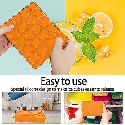 Caixa de gelo de silicone 15*12,3*2,3cm para congelador Molde de gelo quadrado de liberação fácil