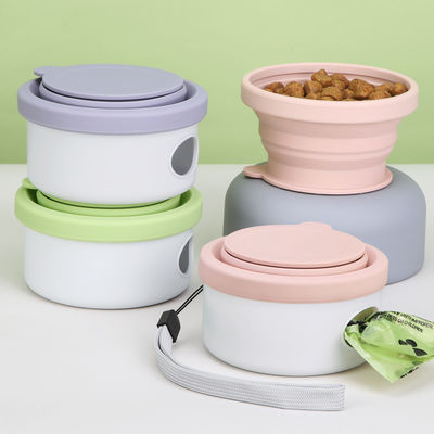 Alimentação para cães de viagem ao ar livre 3 em 1 Caixa de água dobrável para animais de estimação com tampa e design dobrável