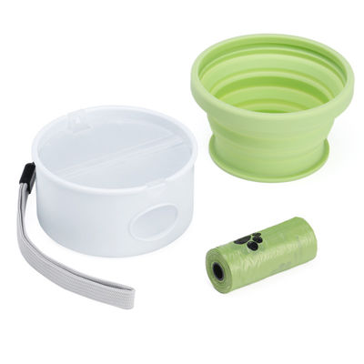 Alimentação para cães de viagem ao ar livre 3 em 1 Caixa de água dobrável para animais de estimação com tampa e design dobrável