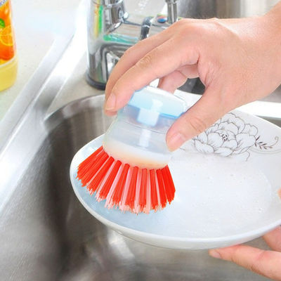 Escovinha de limpeza de cozinha com punho ABS Dispensador de sabão de plástico Escovinha de lavagem de louça