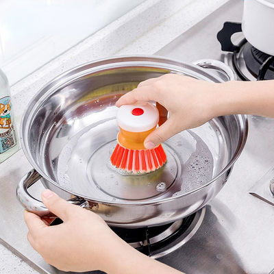 Escovinha de limpeza de cozinha com punho ABS Dispensador de sabão de plástico Escovinha de lavagem de louça