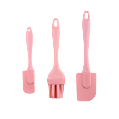 Escrava de silicone rosa Set de três peças Espatulas resistentes ao calor Escova de churrasco Ferramentas de panificação