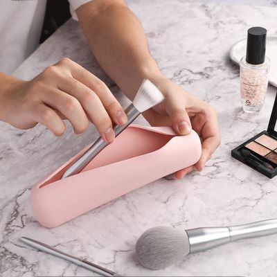 Caixinha de armazenamento de escovas cosméticas de silicone 100% de qualidade alimentar com fecho magnético