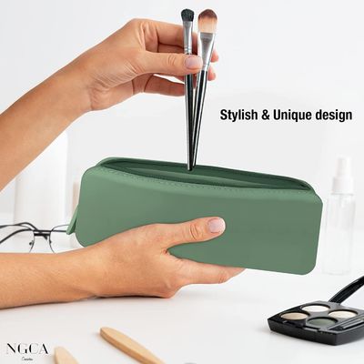Organizador de Itens Essenciais de Viagem Bolsa de Maquiagem de Silicone de Design Flexível para Mulheres
