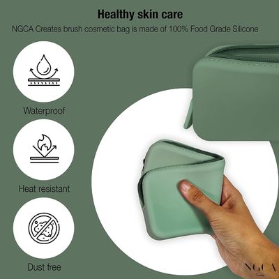 Organizador de Itens Essenciais de Viagem Bolsa de Maquiagem de Silicone de Design Flexível para Mulheres