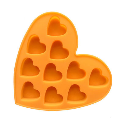 Molde de sabão de silicone vermelho escuro descartável para 10 utensílios de cozinha de chocolate em forma de coração