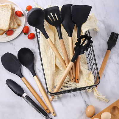 24 peças de manuseio de madeira antiaderente silicone Kitchen Gadget Set com opções personalizadas