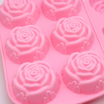 Molde de chocolate em forma de flor de rosa para decoração de bolo de silicone