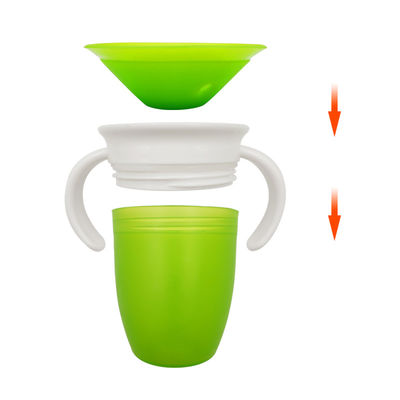 Double Handle Pink Silicone 360 Graus Rotated Baby Learning Drinking Cup para Pequeno