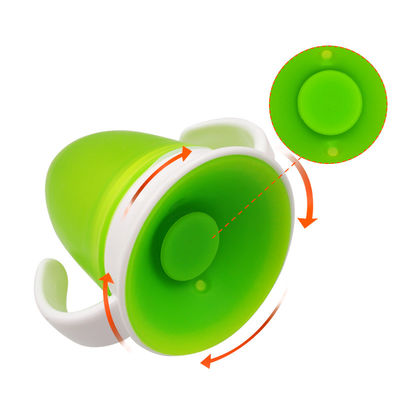 Double Handle Pink Silicone 360 Graus Rotated Baby Learning Drinking Cup para Pequeno