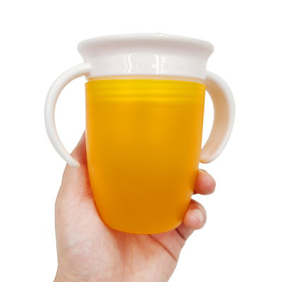 Double Handle Pink Silicone 360 Graus Rotated Baby Learning Drinking Cup para Pequeno