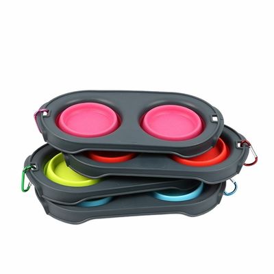 Caixa de animais de estimação de viagem dobrável de silicone para cães de gato duplo para donos de animais em movimento