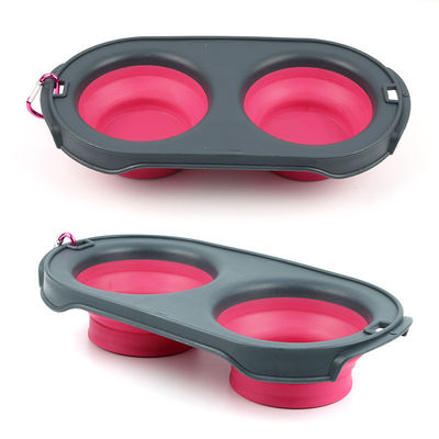 Caixa de animais de estimação de viagem dobrável de silicone para cães de gato duplo para donos de animais em movimento