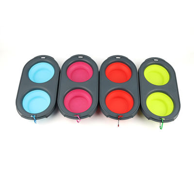 Caixa de animais de estimação de viagem dobrável de silicone para cães de gato duplo para donos de animais em movimento