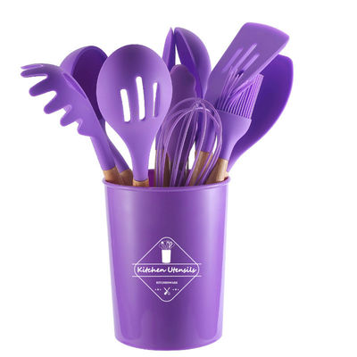 utensílios de cozinha de silicone com alças de madeira 12 peças utensílios de cozinha utensílios de cozinha
