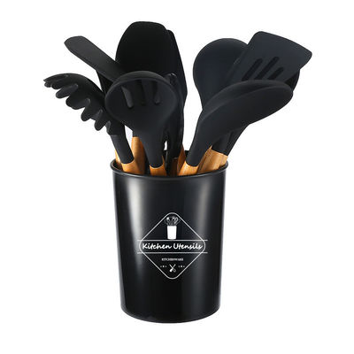 utensílios de cozinha de silicone com alças de madeira 12 peças utensílios de cozinha utensílios de cozinha