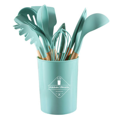 utensílios de cozinha de silicone com alças de madeira 12 peças utensílios de cozinha utensílios de cozinha