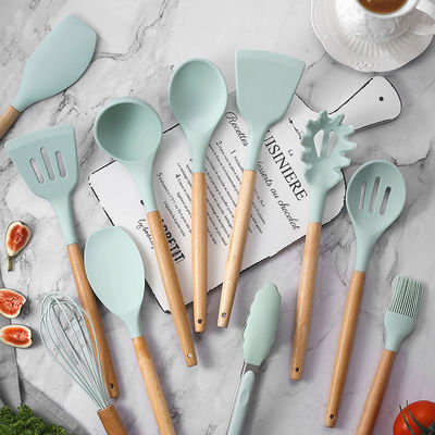 utensílios de cozinha de silicone com alças de madeira 12 peças utensílios de cozinha utensílios de cozinha