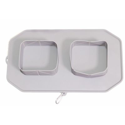 Outdoor Dobragem Double Bowl Pet Viagem Silicone Dog Bowl com Anti-Slip Silicone Mat