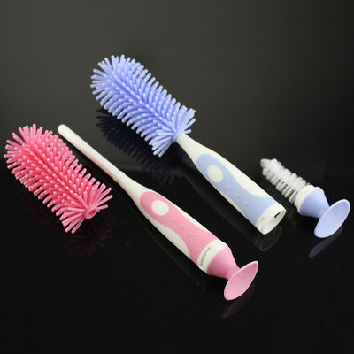 Escovinha de limpeza de garrafas de silicone com limpador de mamilos para garrafas de bebê 10.4 * 2.2 em / 26.5 * 5.8