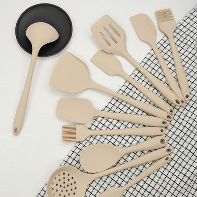Conjunto de utensílios de cozinha de silicone de 11 peças com suportador redondo