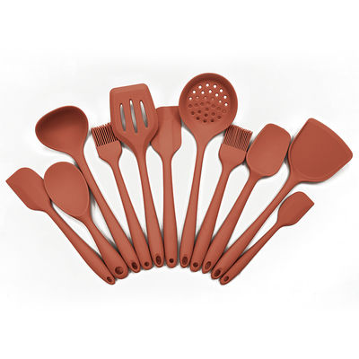 Conjunto de utensílios de cozinha de silicone de 11 peças com suportador redondo