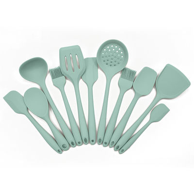Conjunto de utensílios de cozinha de silicone de 11 peças com suportador redondo