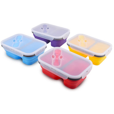 3 Compartimento Crianças Bento à prova de vazamento Recipientes de armazenamento de alimentos reutilizáveis com garfo