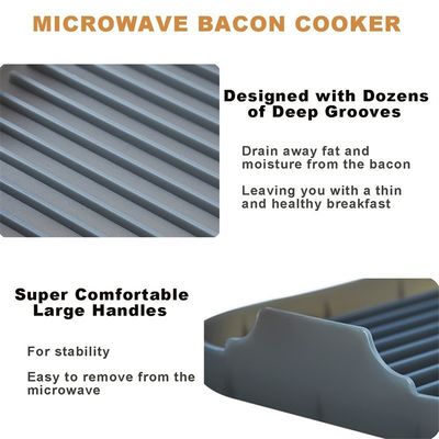 Pão de bacon de silicone sustentável para microondas e forno de cozinha cinza ou personalizado